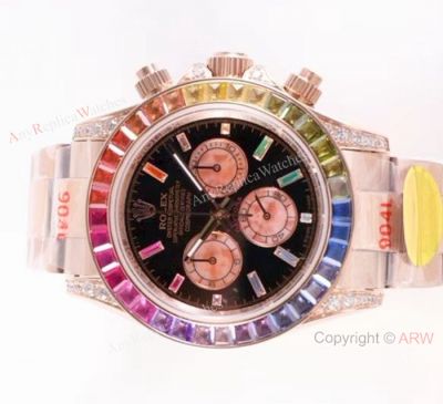 Swiss Grade 1 Replica Rolex Daytona Rainbow 904L Rose Gold Watch - EX Factory